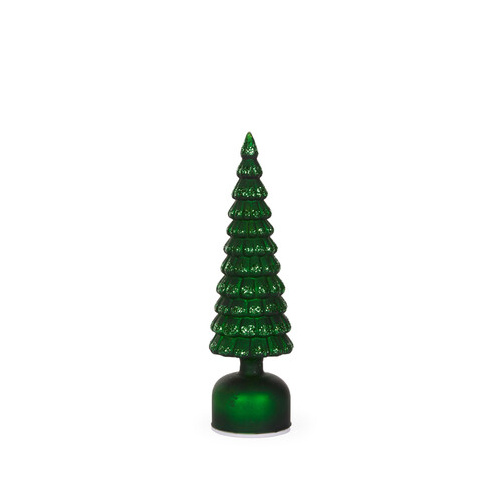 33cm Green Mercury Glass Rotating LED Tree