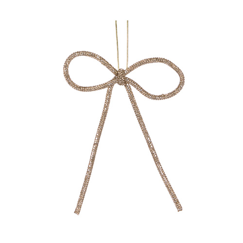 Champagne Beaded Bow 14cm