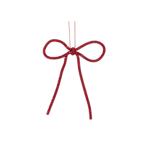 14cm Red Beaded Bow Ornament