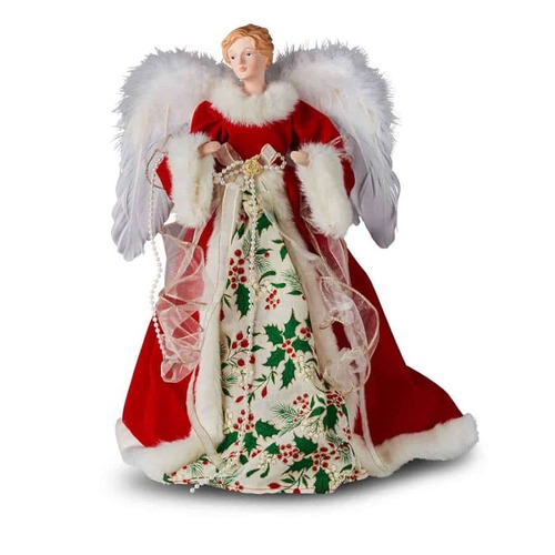 Holly Angel Tree Topper 41cmH