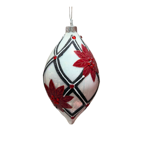 Red Floral Black Bauble