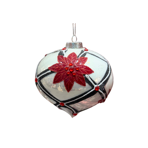 Red Floral Black Bauble