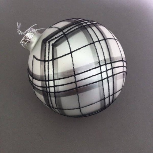 White Black Striped Bauble