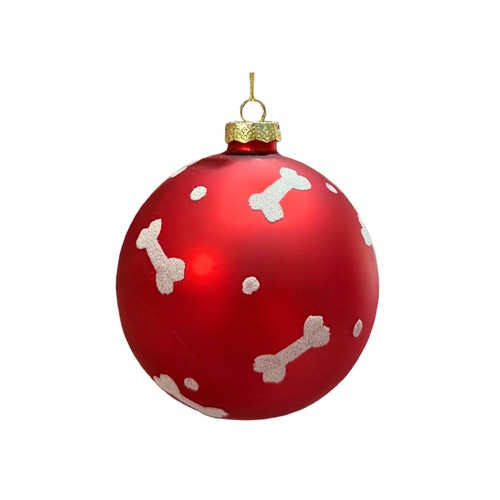 Red Bauble with Dog Bones
