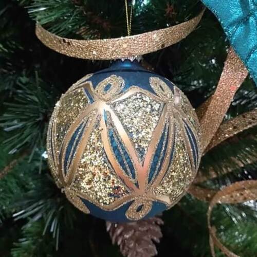 Green Gold Pattern Bauble