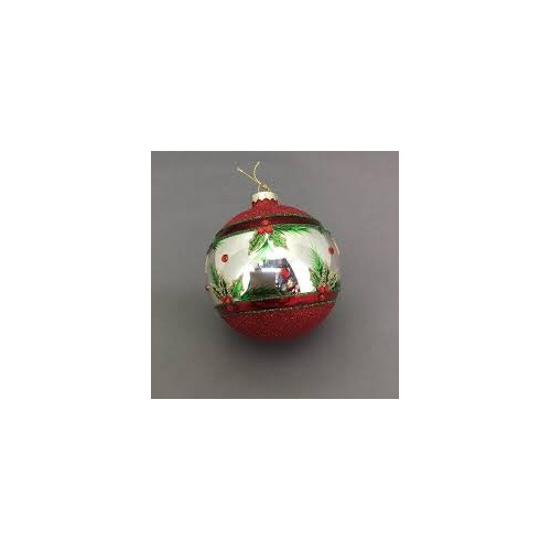 Red Mirrored Holly Ball