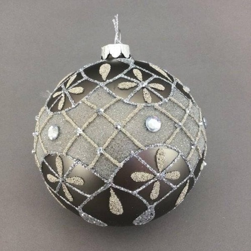 Grey Silver Patterned Ball Hanging