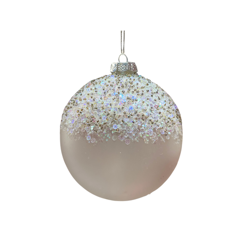 White Glitter Bauble