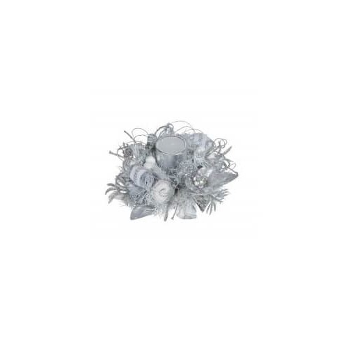 ws-Candle Pot 24cm white/silver..DISCOUNTED