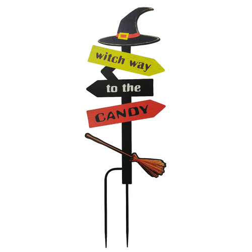 Metal Halloween Sign Post