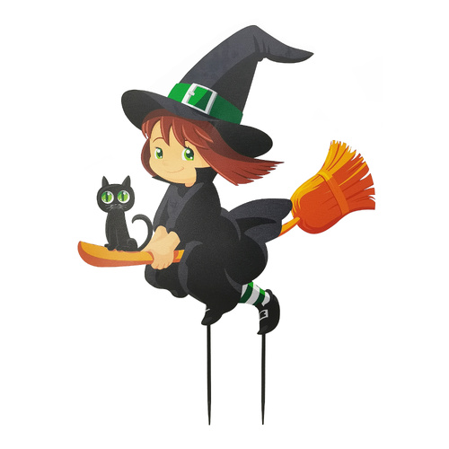 Metal Halloween Witch On Broom!