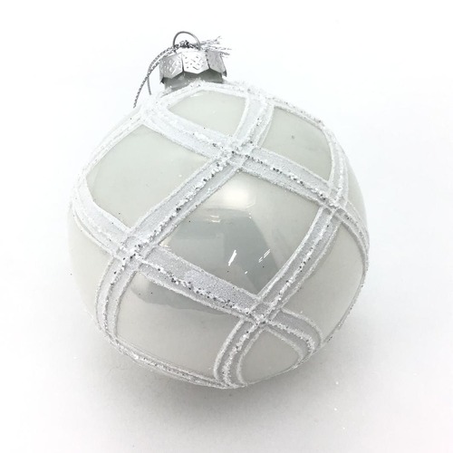 White Harlequin Ball Hanging Orn