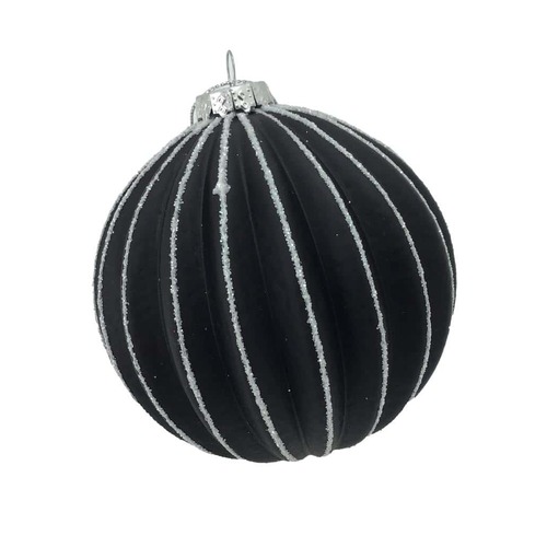 Black Lined Ball Hanging Orn