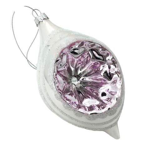 White Mauve Long Drop Hanging Orn