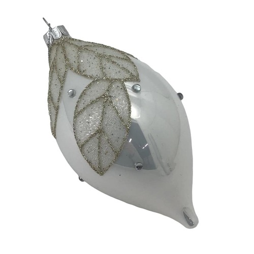 White Leaf Long Drop Hanging Orn