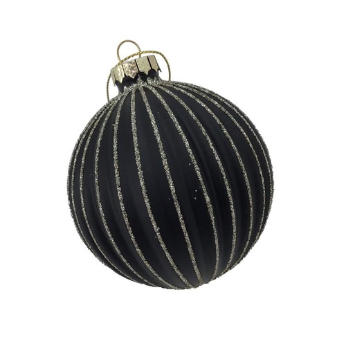 Black Lined Ball Hanging Orn