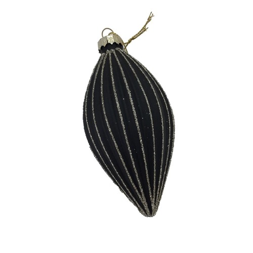 Black Lined Long Drop Hanging Orn