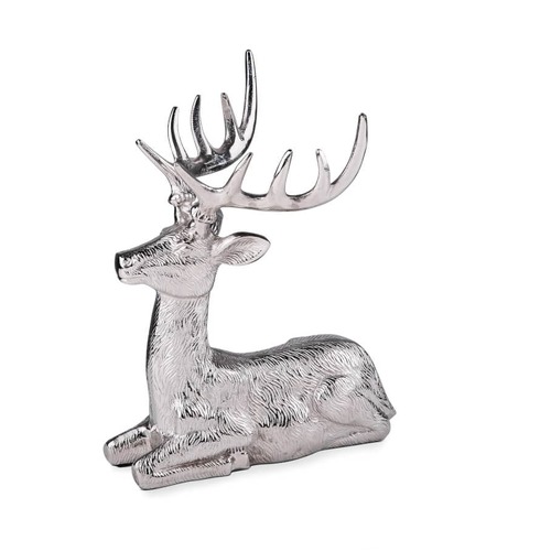 Silver Laying Deer 29cmh