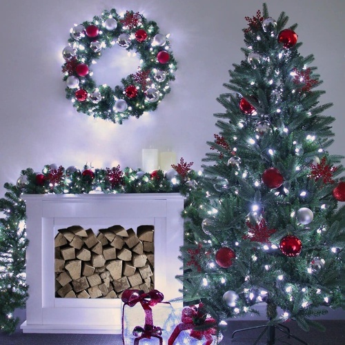 C6 Pinecone 200 LED Warm White on Green Cable