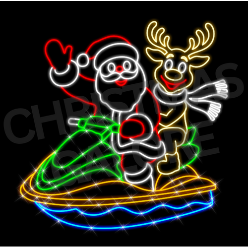 Santa & Reindeer on Jetski