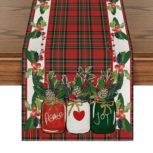 Peace Joy Tartan Table Runner