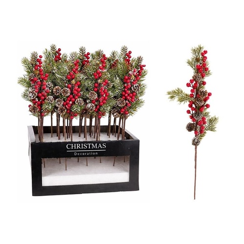 Berry Branch with Holly 55cm