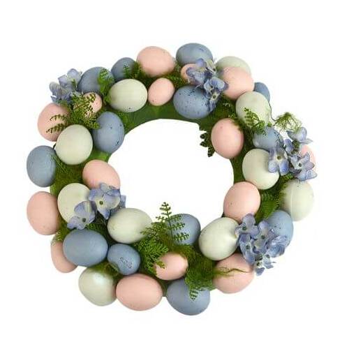 30cm Wreath With Foam Eggs, Flowers and Leaves