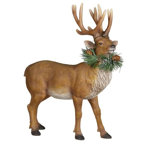 Standing Deer W/wreath 33cm h