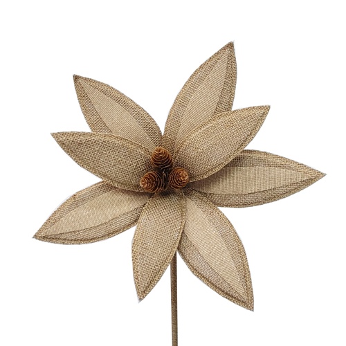 12" Dia Poinsettia Pick Natural..