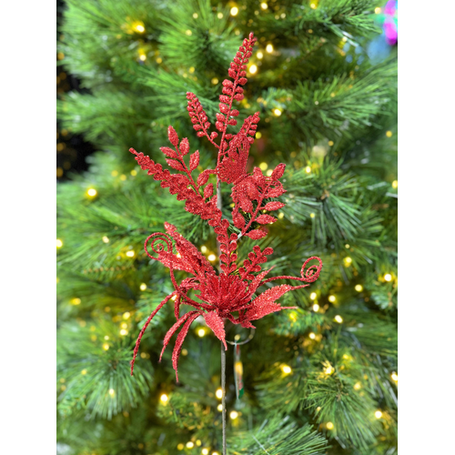 30cm Leaf Spray - Red