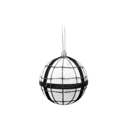 100mm White and Black Bauble