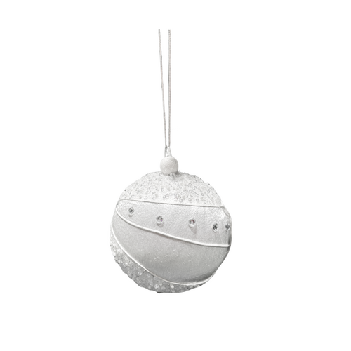 100mm Ornate Bauble White