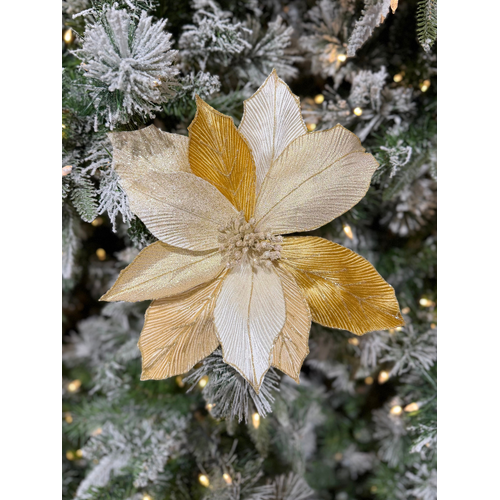 14" Poinsettia Gold