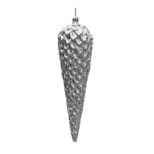 12" Pinecone Look Finial Silver