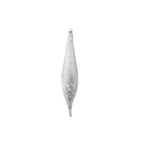 13" Xmas Teardrop Silver Glitter