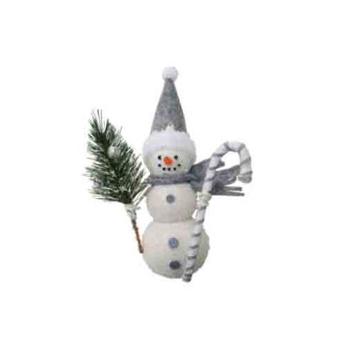10" Snowman with Cane and Tree