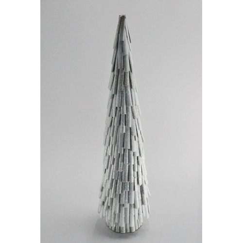 Cone tree,White w.glitters 14x50cm