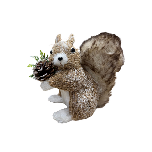 Squirrel straw with snow 