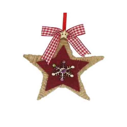 4" STAR RED WITH  RED RIBBON