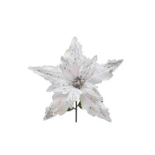 10" POINSETTIA SINGLE STEM SILVER