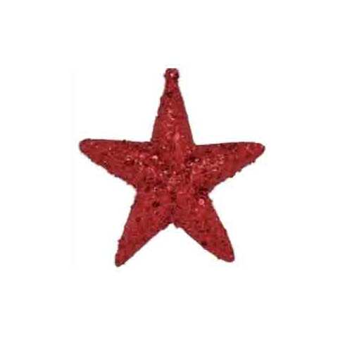 5" GLITTER STAR ORNAMENT RED