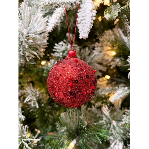 80mm Glitter Ball Red