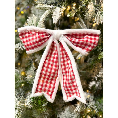 11" Bow Red & White Check