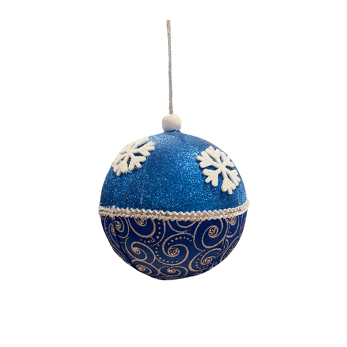 Royal Blue Snowflake Bauble 100mm