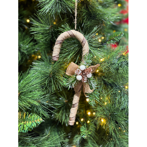 Brown Candy Cane with Bow Orn