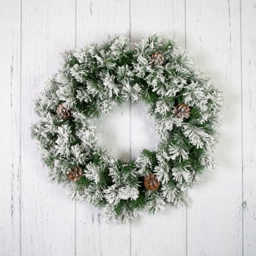 24" Snowy Beechmont Double Wreath
