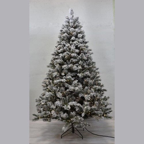 THC239 6ft  Flocked Mixed Pine LED 800 Warm White & Multi Lights