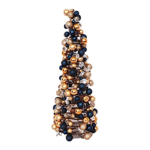 Elegant Bauble Tree Blue & Gold 45cm..