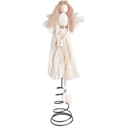 Elegant Tassel Angel Tree Topper Cream