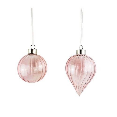 Retro Glass Bauble Pink 8cm..